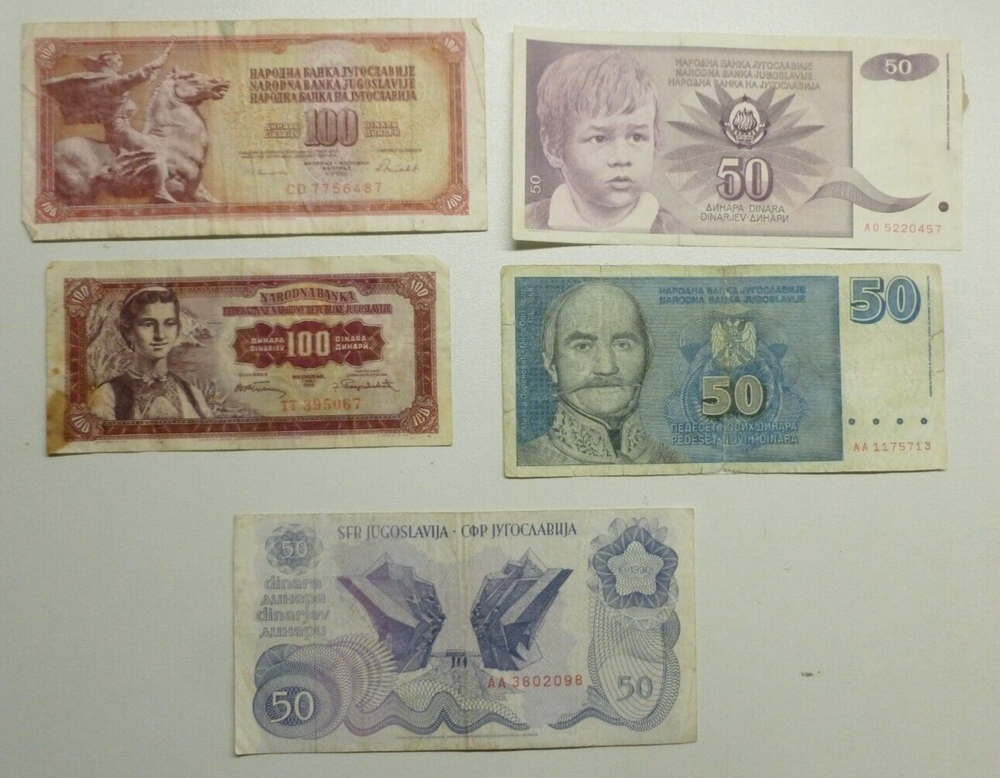 Yugoslavia huge collection 54 different old Banknotes 1955-1996 Circulated