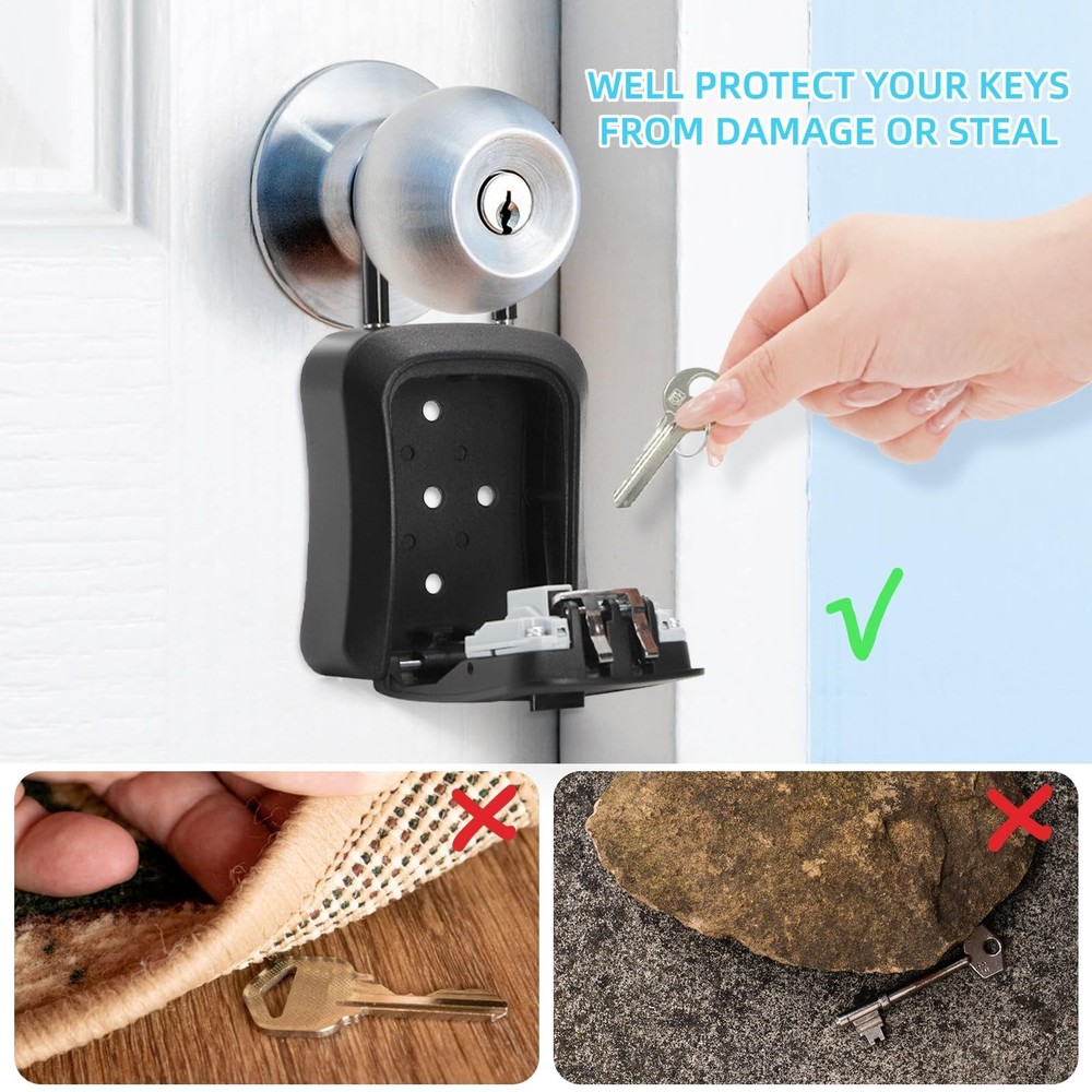 Key Lock Box for Outside 2 Pack Wall Mount Code Safe Storage Waterproof