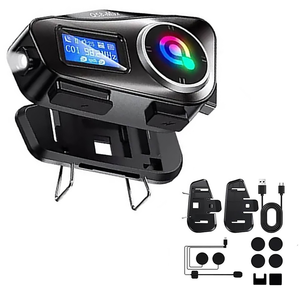 Motorcycle Intercom Helmet Bluetooth Headset LCD Waterproof support FM radio