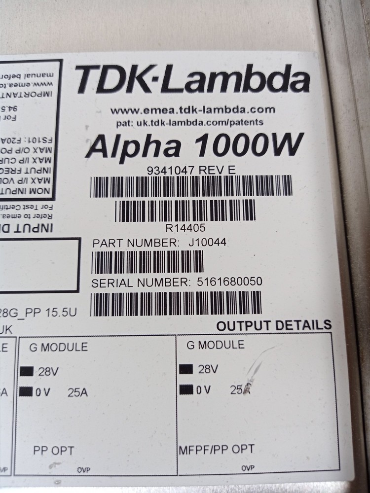 Power Supply for Abbott Cell-Dyn RUBY Hematology Analyzer TDK Lambda Alpha 1000W