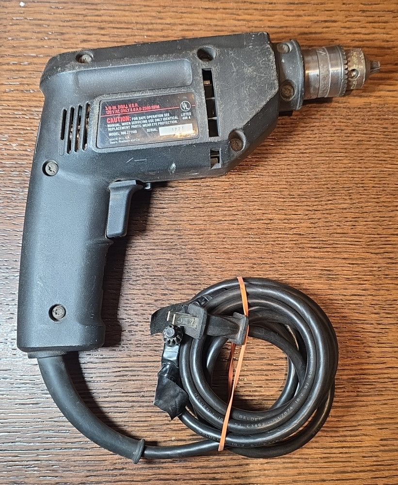 Sears Craftsman 3/8 Inch Drill Corded Variable Speed Reversible Tools WORKS