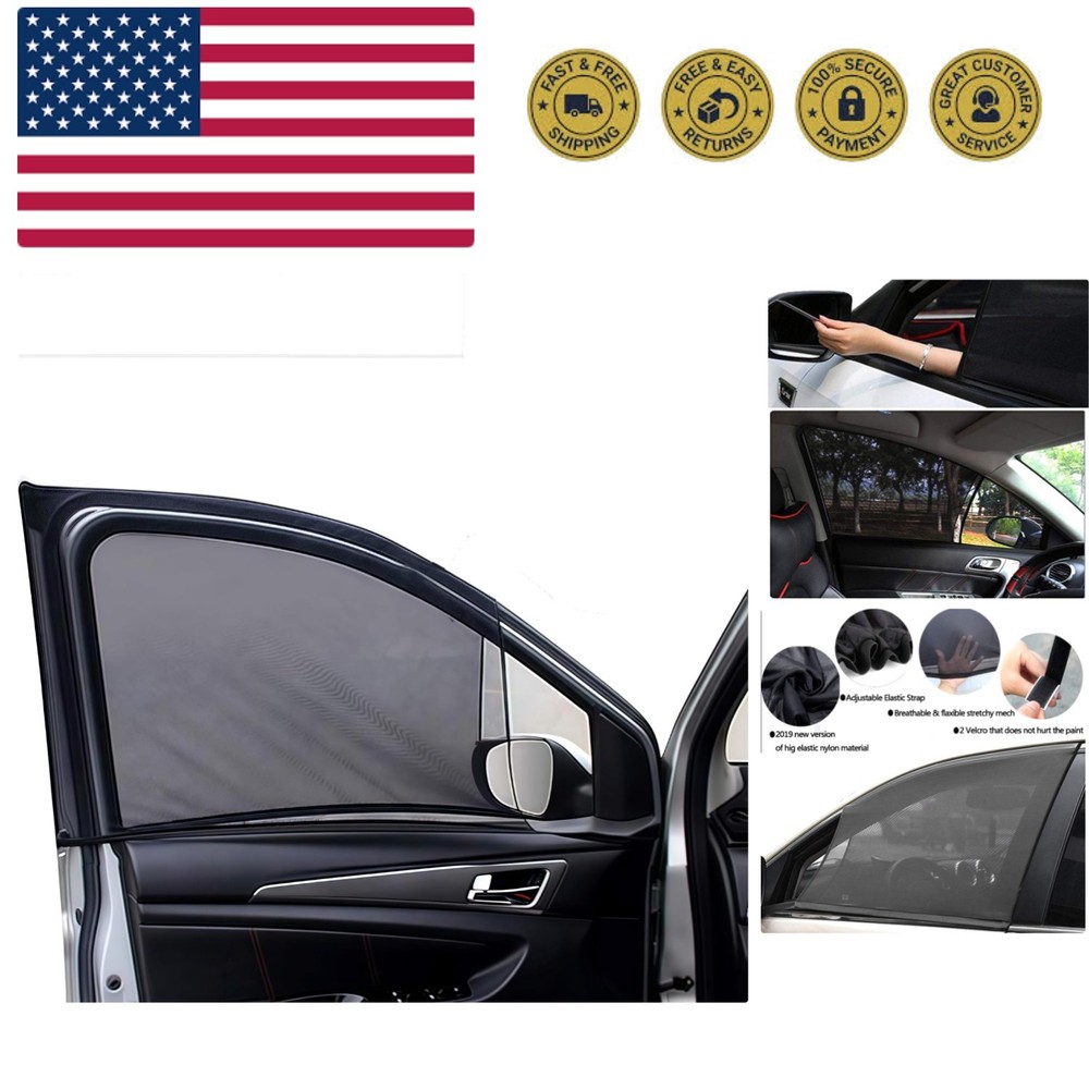 Car Front Window Sun Shade - 2 Pack Breathable Mesh Side Window Shade Sunshad...