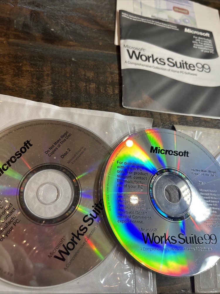 Microsoft Works Suite 99 99 Disc Only PC CD ROM All 4 Disc Complete