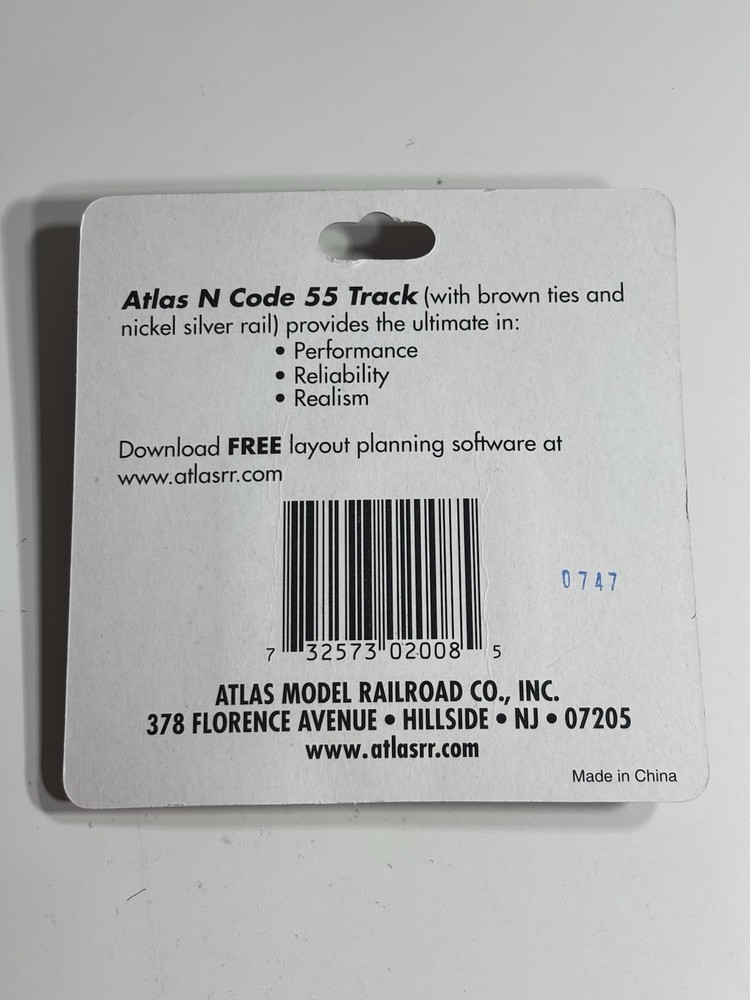 Atlas N Code 55 Track 3/4” Straight #2008 (6 Pack)
