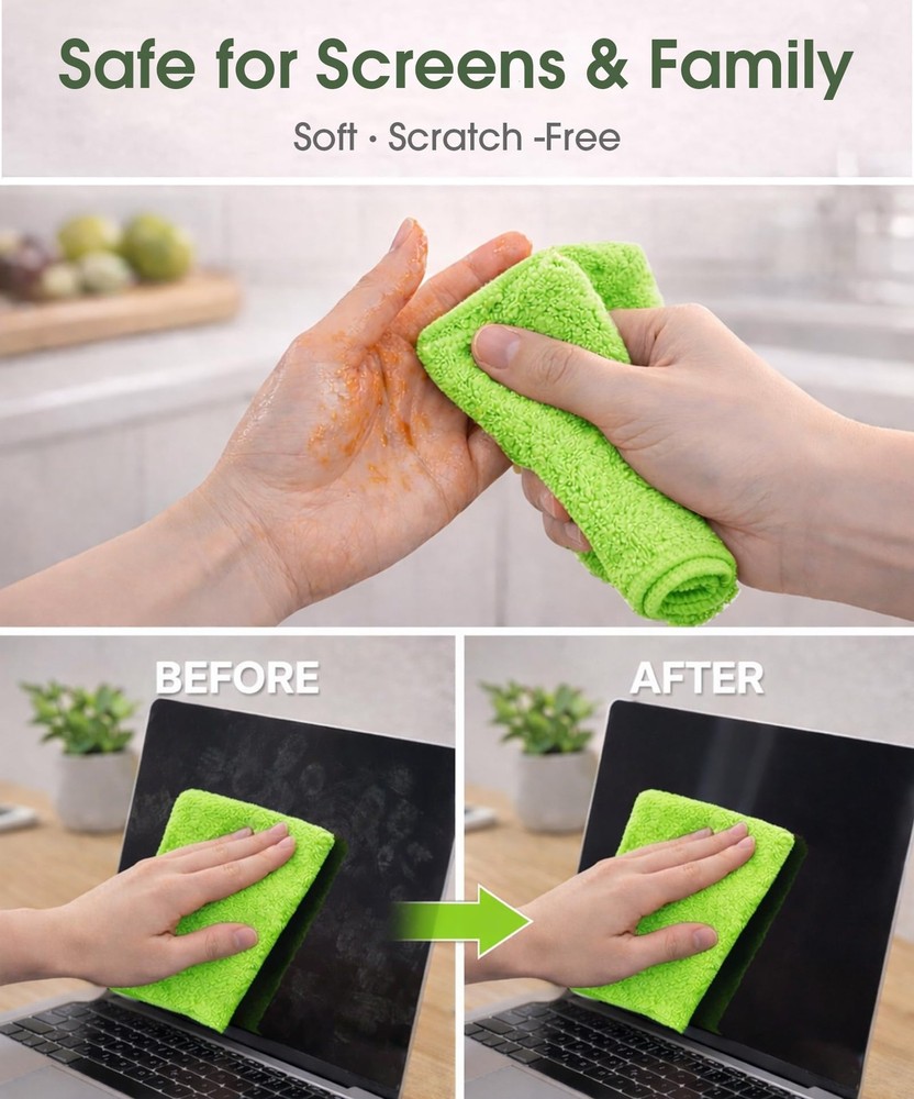 Microfiber Cleaning Cloth Roll - 100 Pack Tear Away Microfiber Paper Towels, ...
