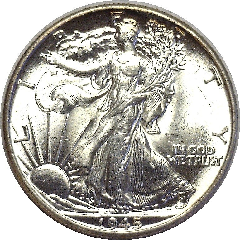 1945 50C Walking Liberty Half Dollar Silver Uncirculated
