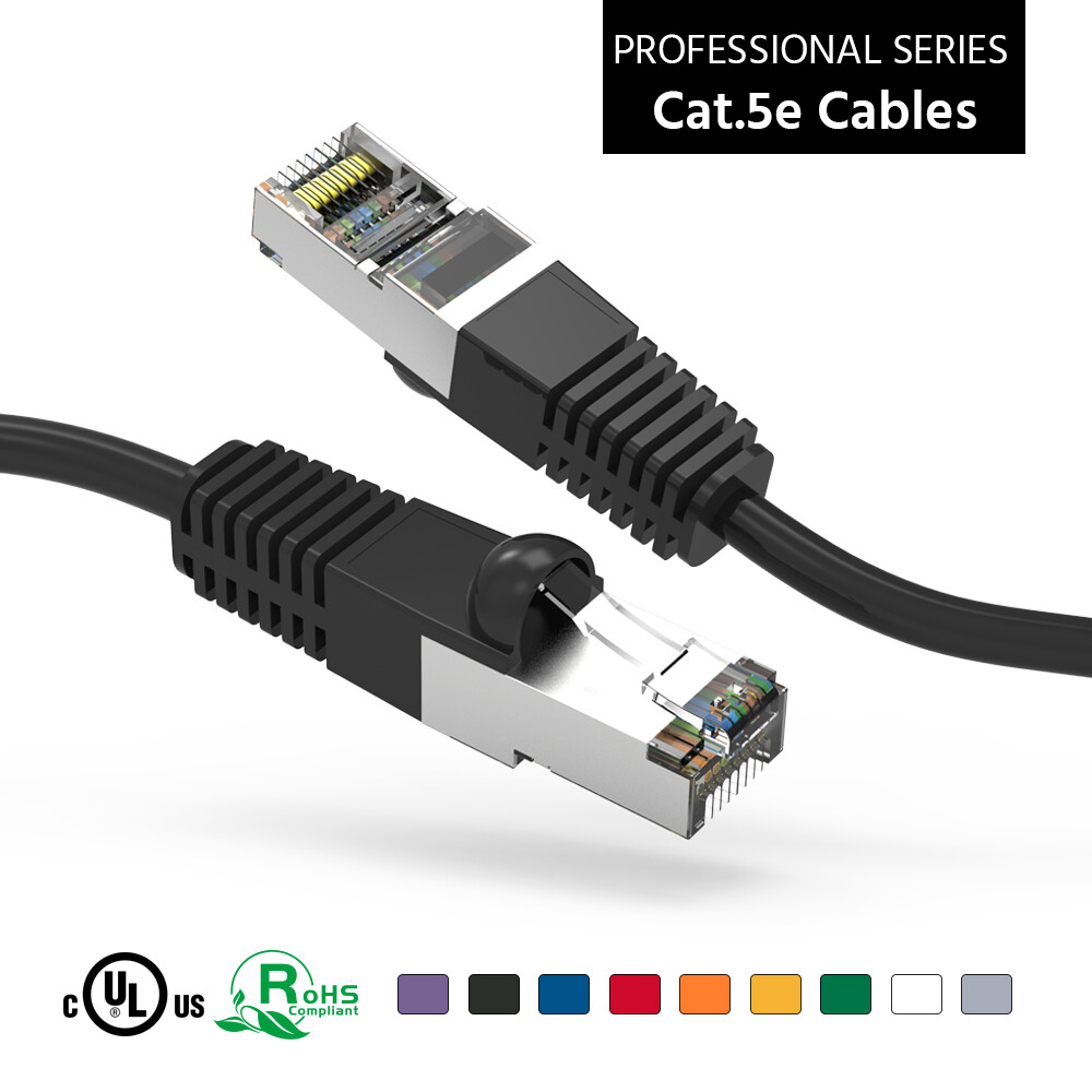3Ft CAT5E Shielded (FTP) Ethernet Network Booted Cable Black