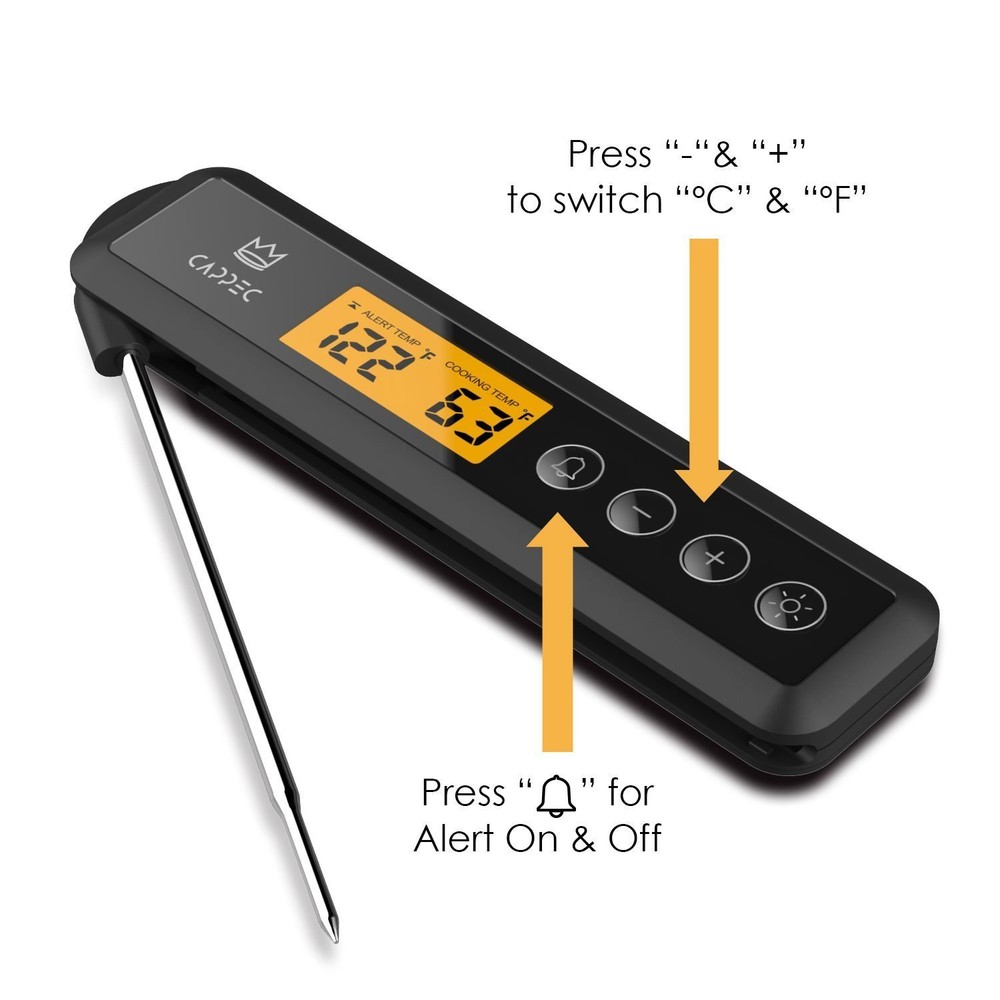 Cappec Instant Meat Thermometer With Target Setting Alert and Backlight