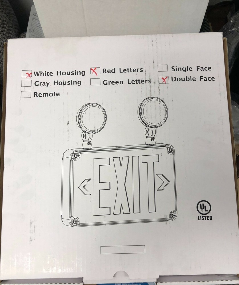 Exterior Thermoplastic Surface-Mounted LED Emergency Exit Combo Sign