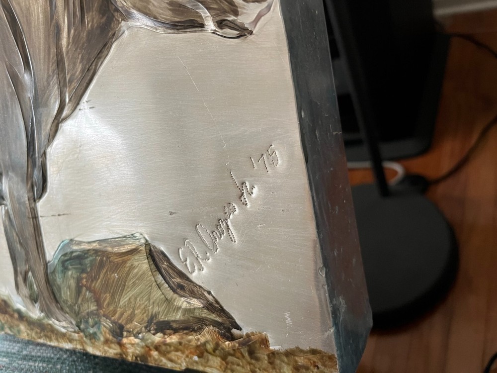Unknown Metal Tin? Wall Art E.R. ? Jr. 1975