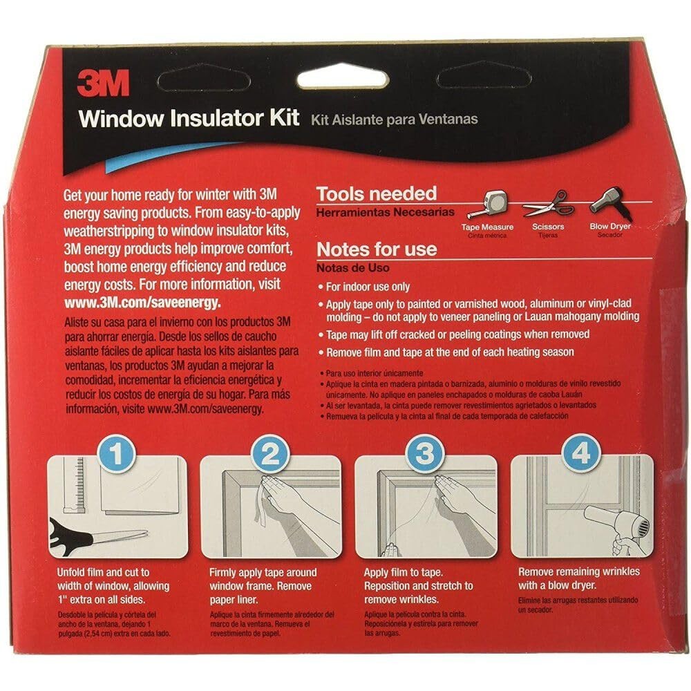 3M Indoor Window Insulation, Insulator Kit for 1 1 Oversized Window, Clear