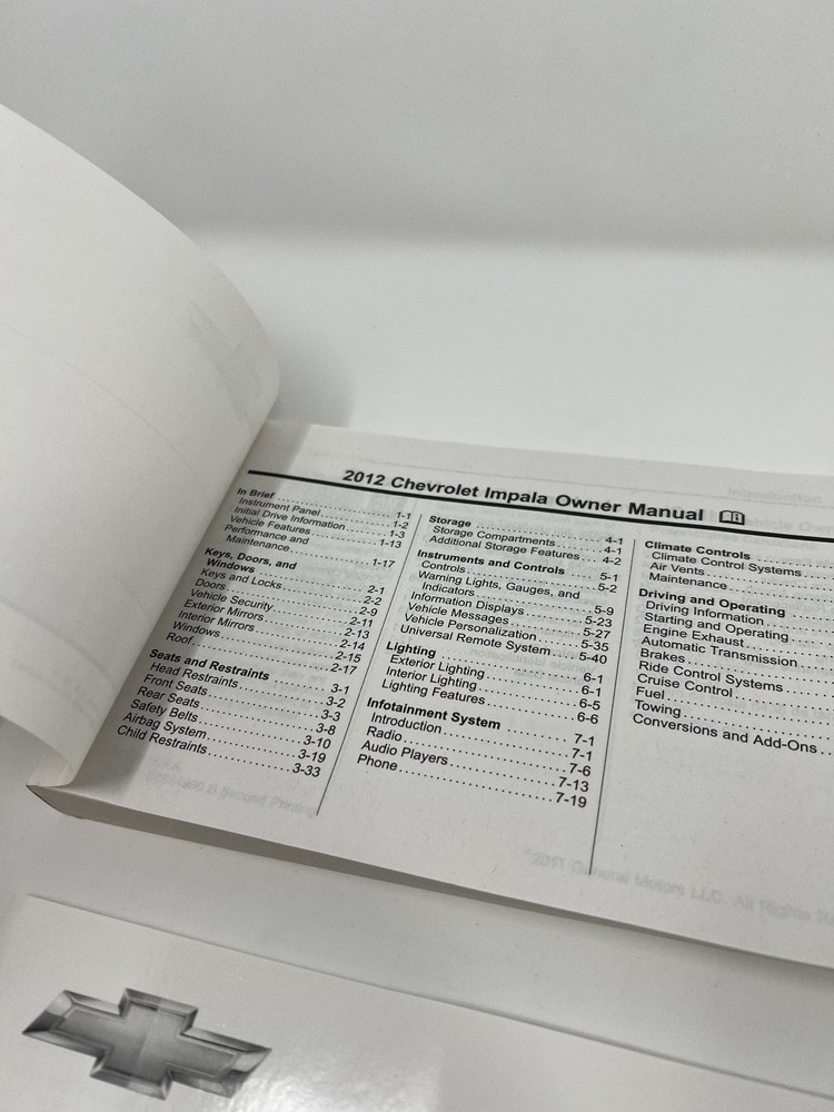 2012 Impala Chevrolet Owners Manual OEM Complete Set