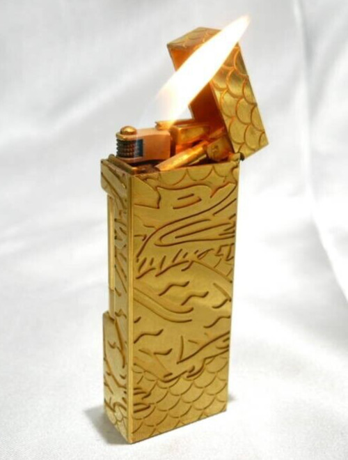 WORKING Dunhill gas Lighter gold without box