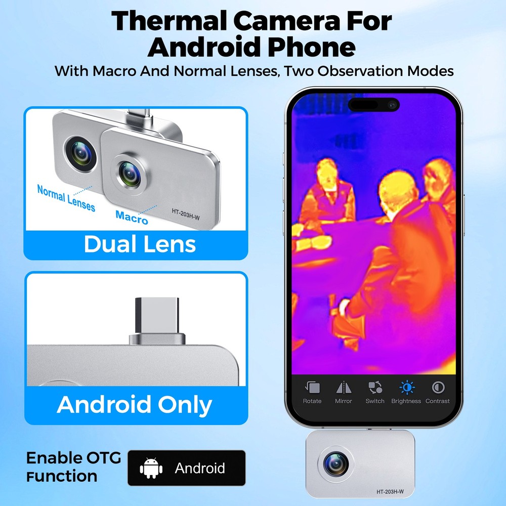 Thermal Camera for Android USB-C, 512x384 Super Resolution with Macro Lens