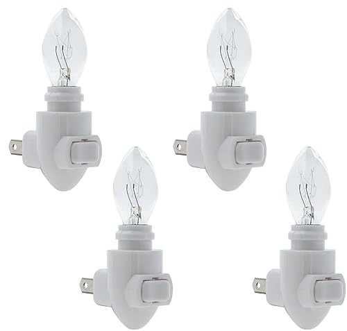 Plug in Night Light Module Includes 4 Watt Bulb, White Plastic, Great for