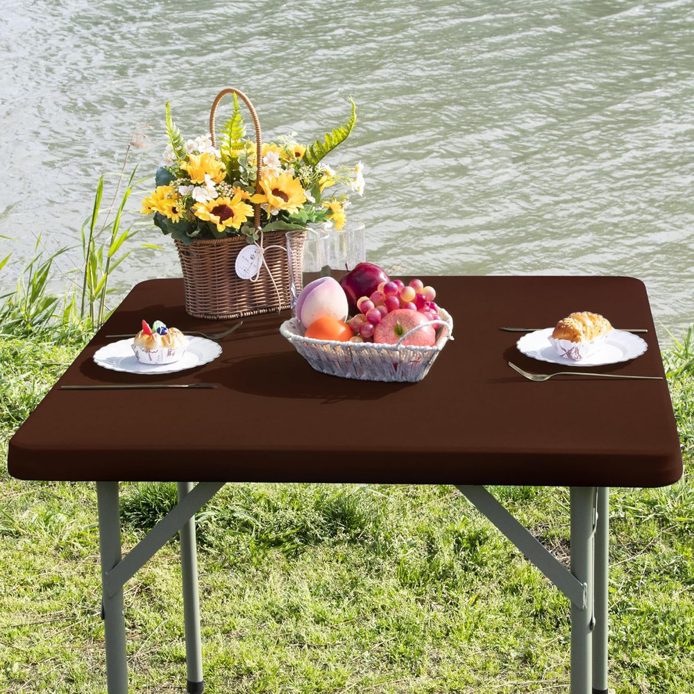Square Fitted Table Cover Elastic Tablecloth Stretch Spandex Table Top Cover Tab