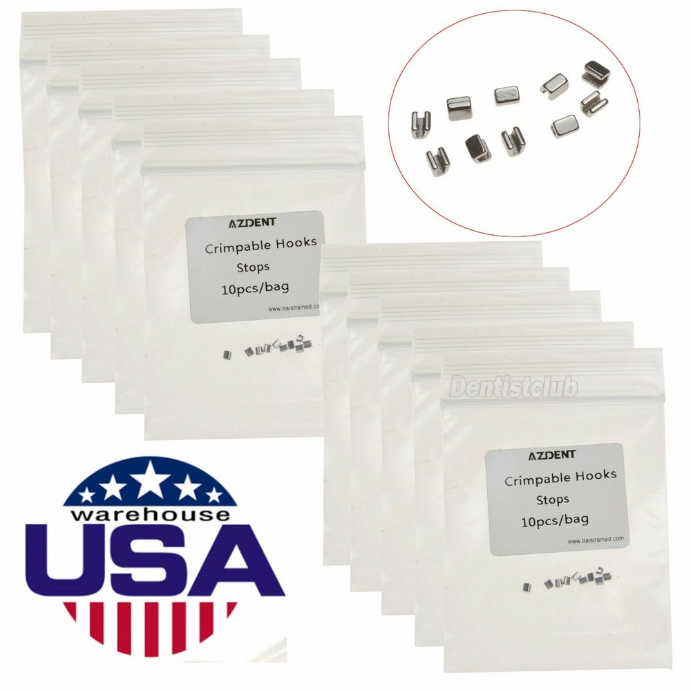 10 Model AZDENT Dental Orthodontic Crimpable Hook Stops Type 10pcs/pack