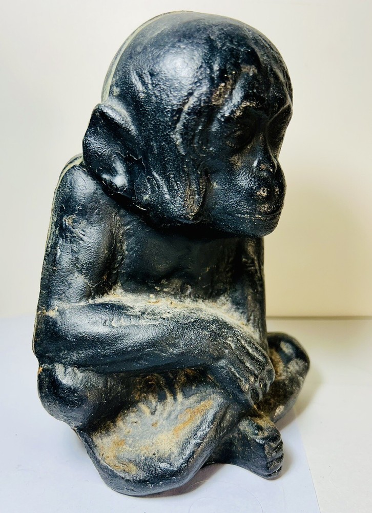 Antique Cast Iron Monkey String Holder