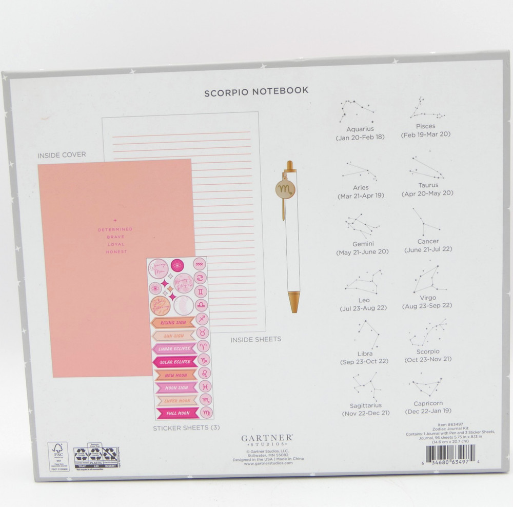 Gartner Studios Scorpio Astrology Casebound Journal Kit w/ Pen & Sticker Sheets