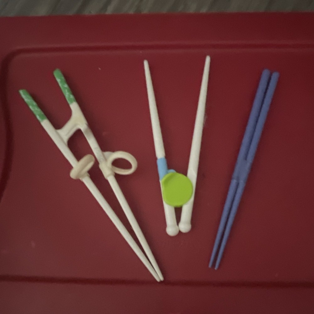 Kids Multicolor Plastic Chopsticks Set of 3, Reusable, Solid Handle