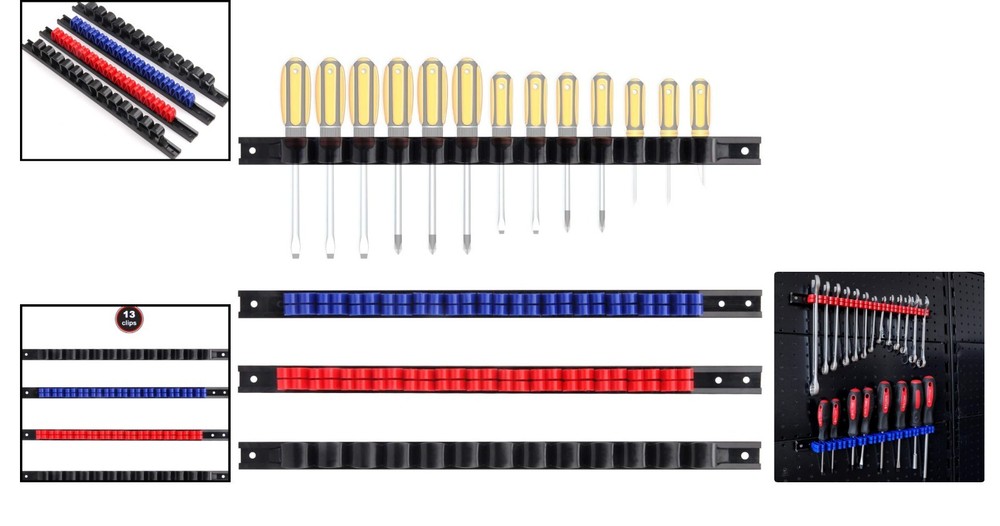 4-Piece Wall-Mounted Screwdriver & Wrench Organizer | Efficient Tool Storage