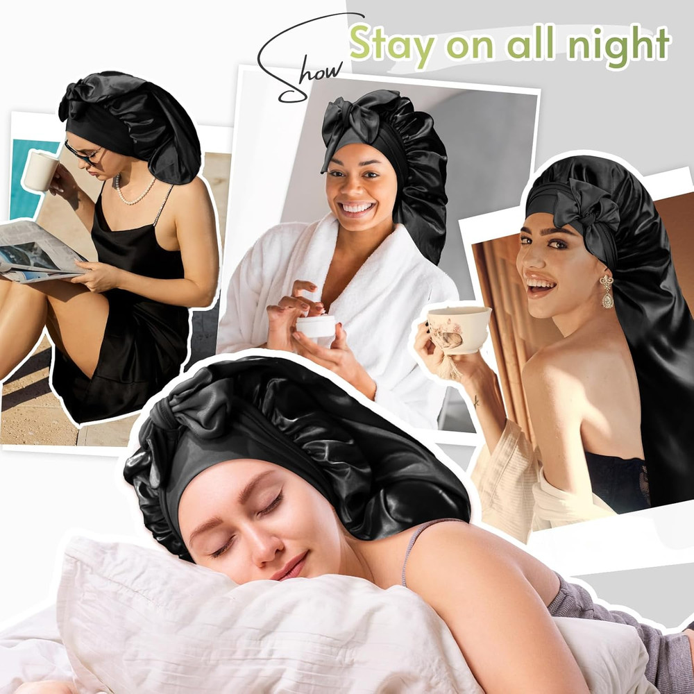 BONNET QUEEN Braid Bonnet Foldable Extra Long Bonnet for Braids Silk Bonnet Sati