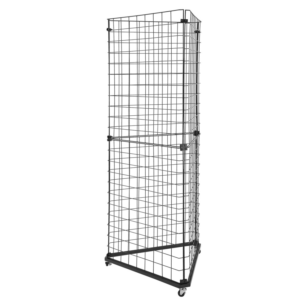 Triangle Wire Grid Display Stand with Casters - Stable Corner RackUSUS