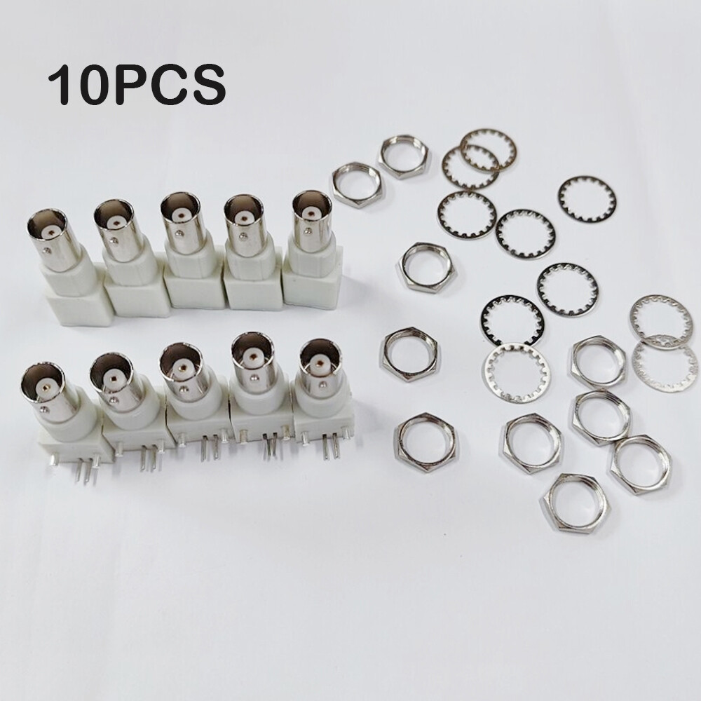 10pcs Board PCB Mount Right Angle BNC Female With Nut bulkhead Connector White
