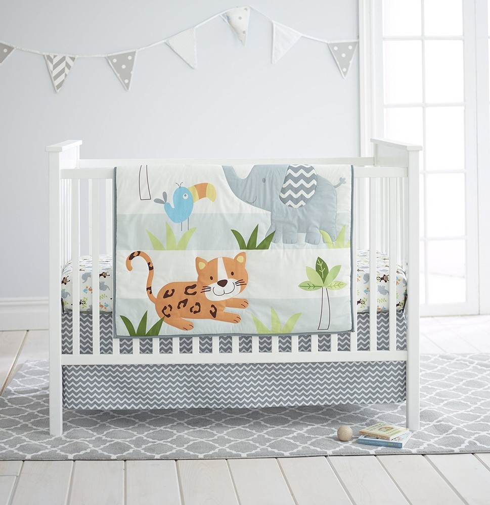 Cuddle Time Cuddletime Amazonia  Elephant Tiger 3-Pc Crib Bedding Set
