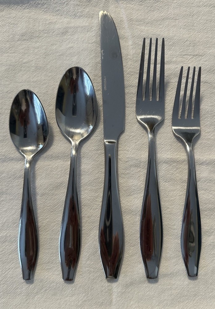 Oneida Comet Stainless Flatware 5 Pc Setting Retired Pattern Glossy Modern SW333