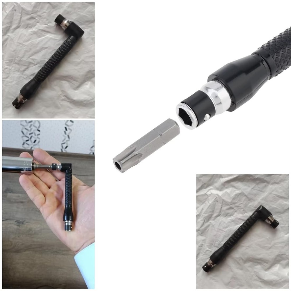 2 Pack 1/4" Bit Driver Handle 90 Degree L-Shaped Right Angle Stubby Wrench Sc...