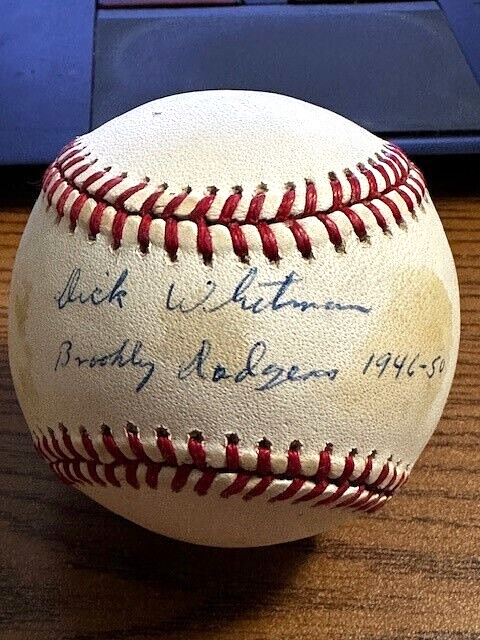 DICK WHITMAN SIGNED AUTOGRAPHED ONL BASEBALL!  Dodgers, Phillies!