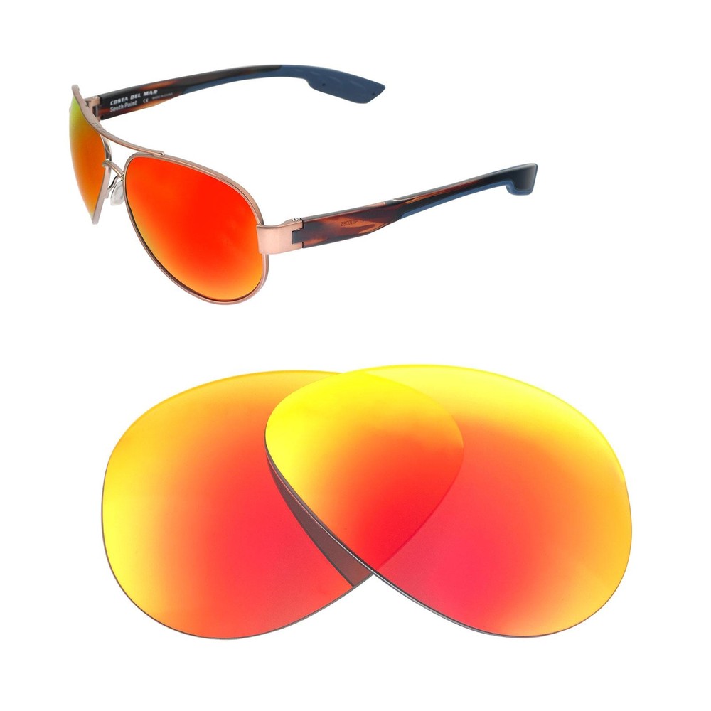Walleva Fire Red Polarized Replacement Lenses For Costa Del Mar South Point