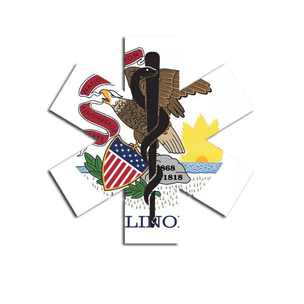 Illinois State Shaped EMT Flag Sticker Decal