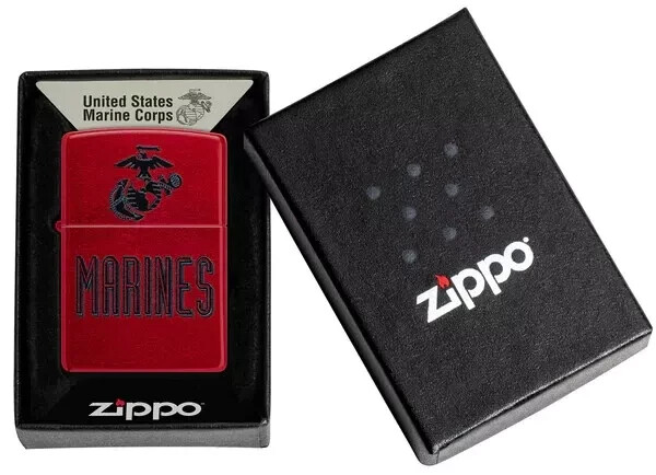 Gorgeous Candy Apple Red Marines Zippo Lighter