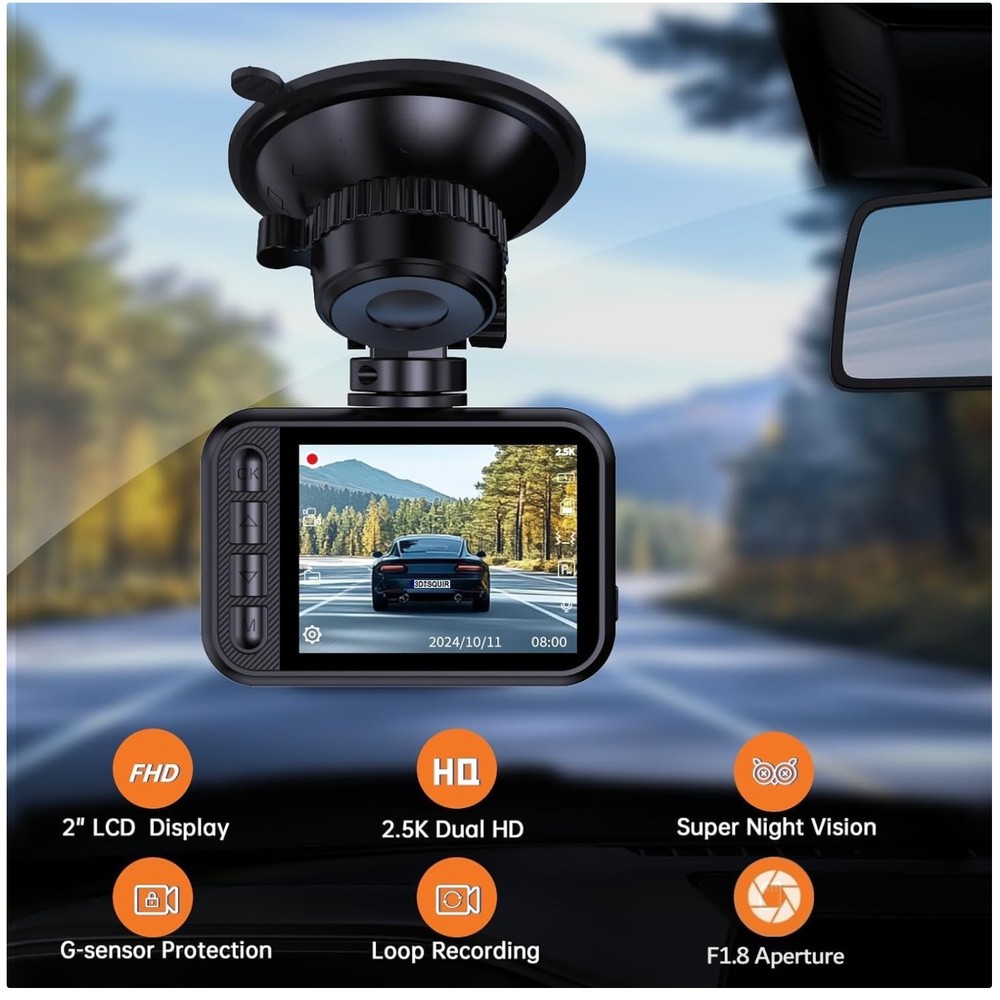 Enhanced Night Vision Dash Cam, 2560P Resolution