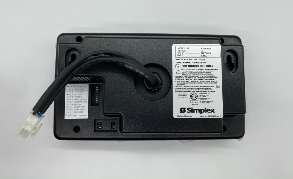 Simplex 6334-9125 | RED LED CLOCK | Same Day Shipping (SEALED)