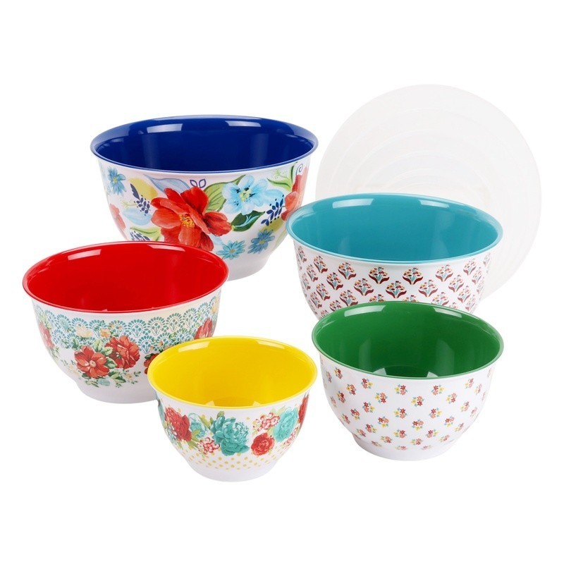 Melamine Mixing Bowl Set 10 Piece Nesting Kitchen Prep Storage Dishwasher Safe