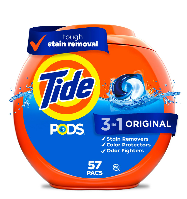 (4 pack) Tide PODS Liquid Laundry Detergent Pacs, Original Scent, 57 Count