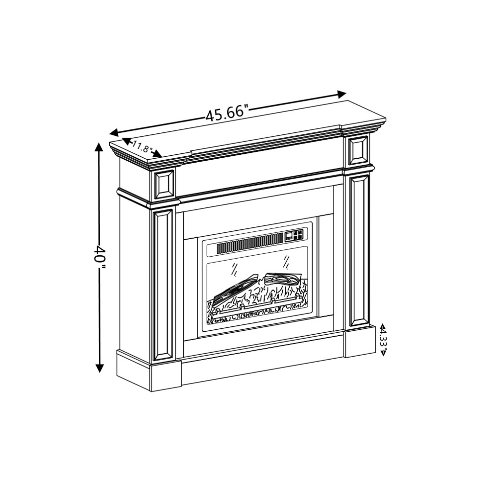 Fireplace mantel Includes remote control Adjustable flames