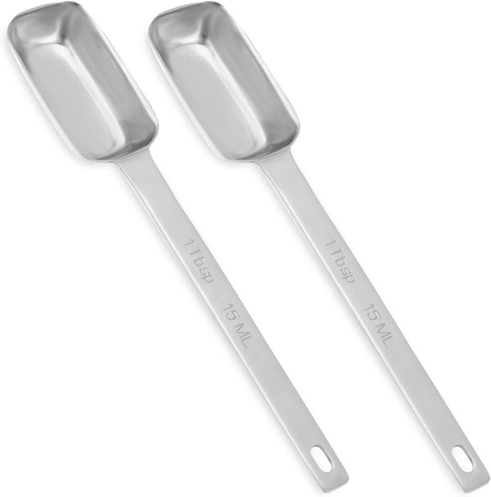 2PCS 1 Tablespoon Stainless Steel Single Measuring Spoon 15 ml Rectangular Indiv