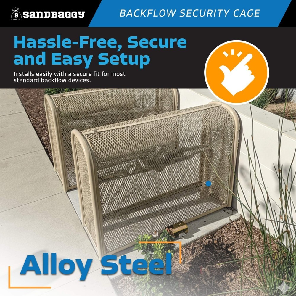 Backflow Security Cage – Backflow Preventer Enclosure (Tan, Medium) - Sandbaggy