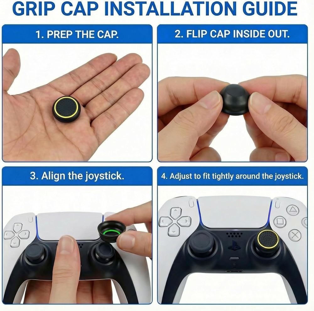 28PCS Optimized Silicone Thumb Grips & Joystick Caps for PS4/PS5/Xbox Controller