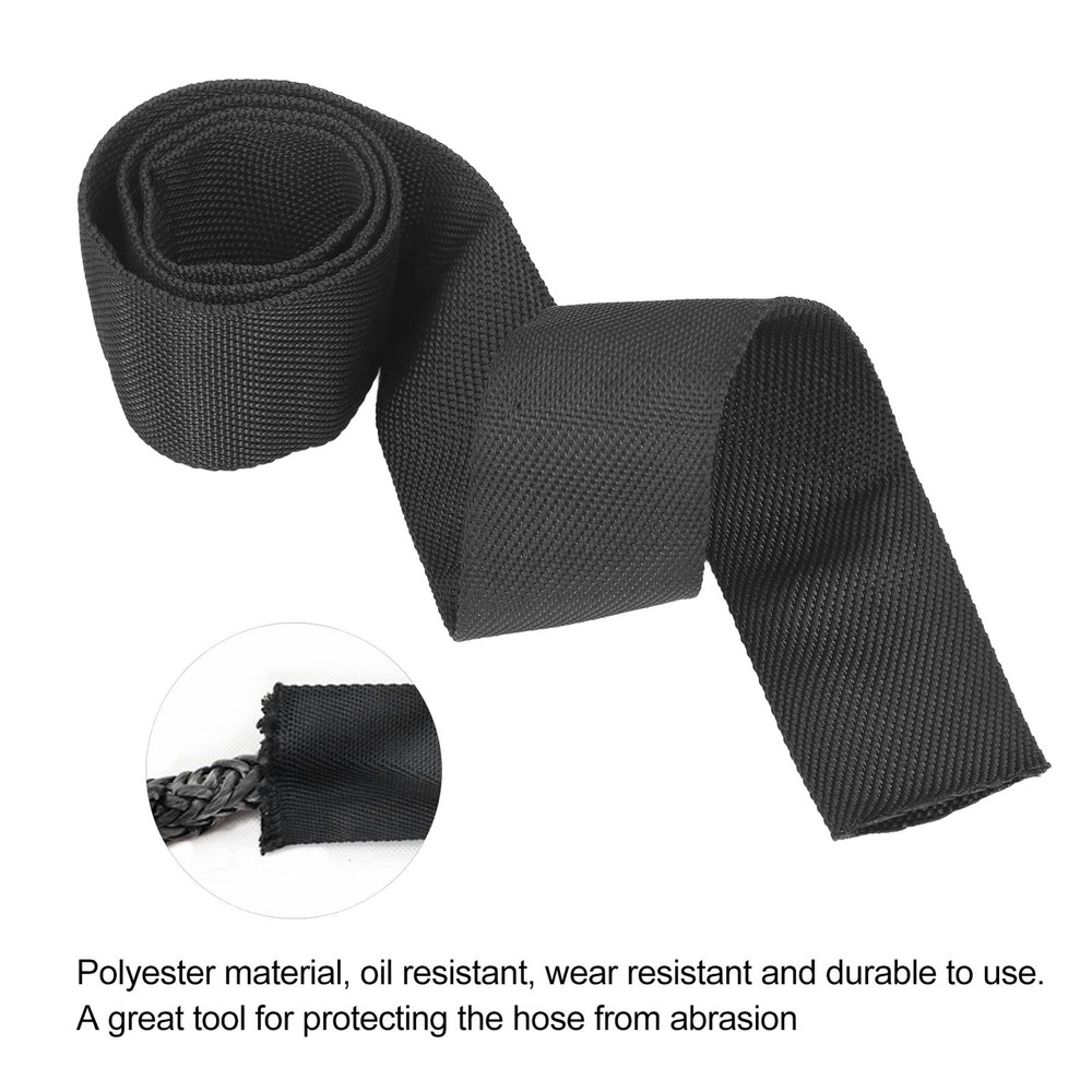 Winch Rope Protector, Winch Rope Protective Sleeve, Black Polyester Chain Sle...