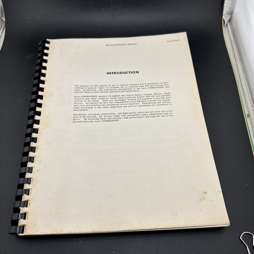 ✈️ 1959 AERO COMMANDER MAINTENANCE MANUAL MODEL 500