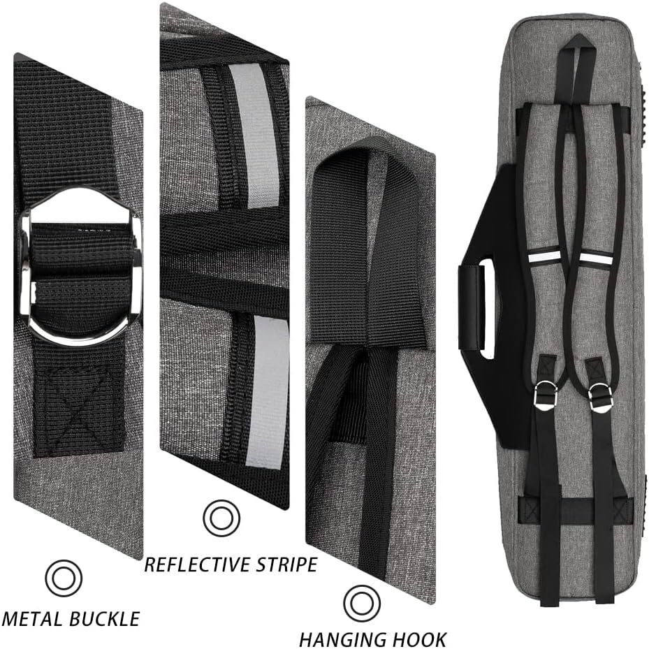 Grey Pool Cue Case 4X4 with Backpack Straps Carrying Case for 4 Pool Cues
