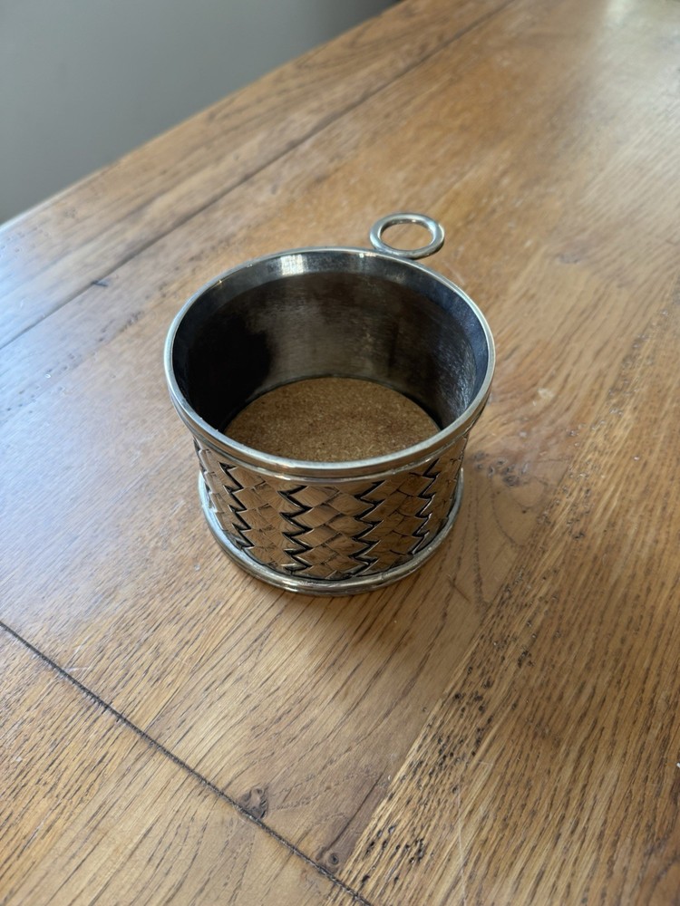 Vintage Silver Godinger Silverplate Woven Pattern Bottle Holder