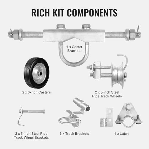 Heavy Duty Sliding Gate Kit - 6" Rolling Hardware, 600 lbs Capacity, C-Type Whee