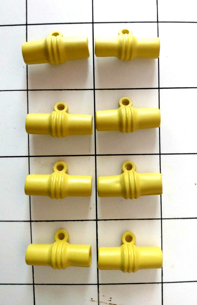 Vintage 8 YELLOW Toggle Buttons 7/8" Plastic Pattern MCM