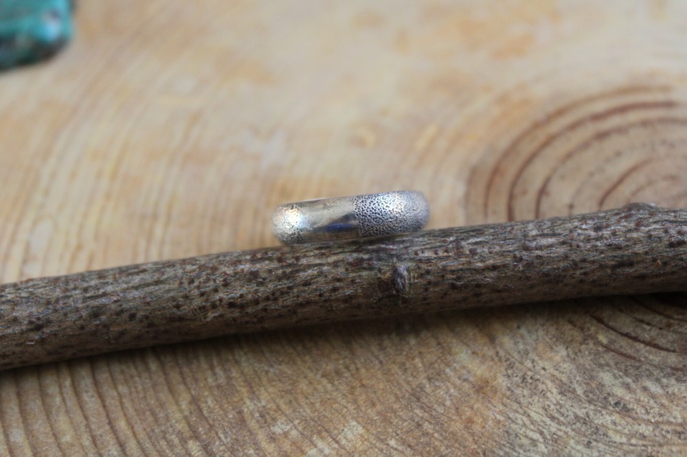 Textured & SmoothSterling Silver Band Ring with Lines Design size 10